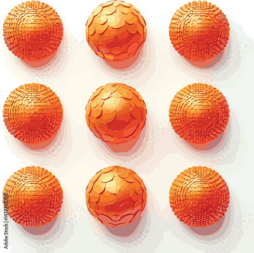 Create a Round dotted shape set. Spheres with geometric figures in halfton style. Grid globe elements. Tech design elements for futuristic posters. 3D vector illustration collection isolated .
