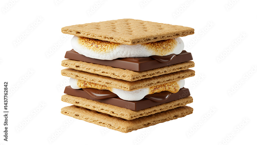 S'mores with Graham Crackers and Chocolate Isolated on Transparent Background
S'mores with Graham Crackers and Chocolate Isolated on Transparent Background