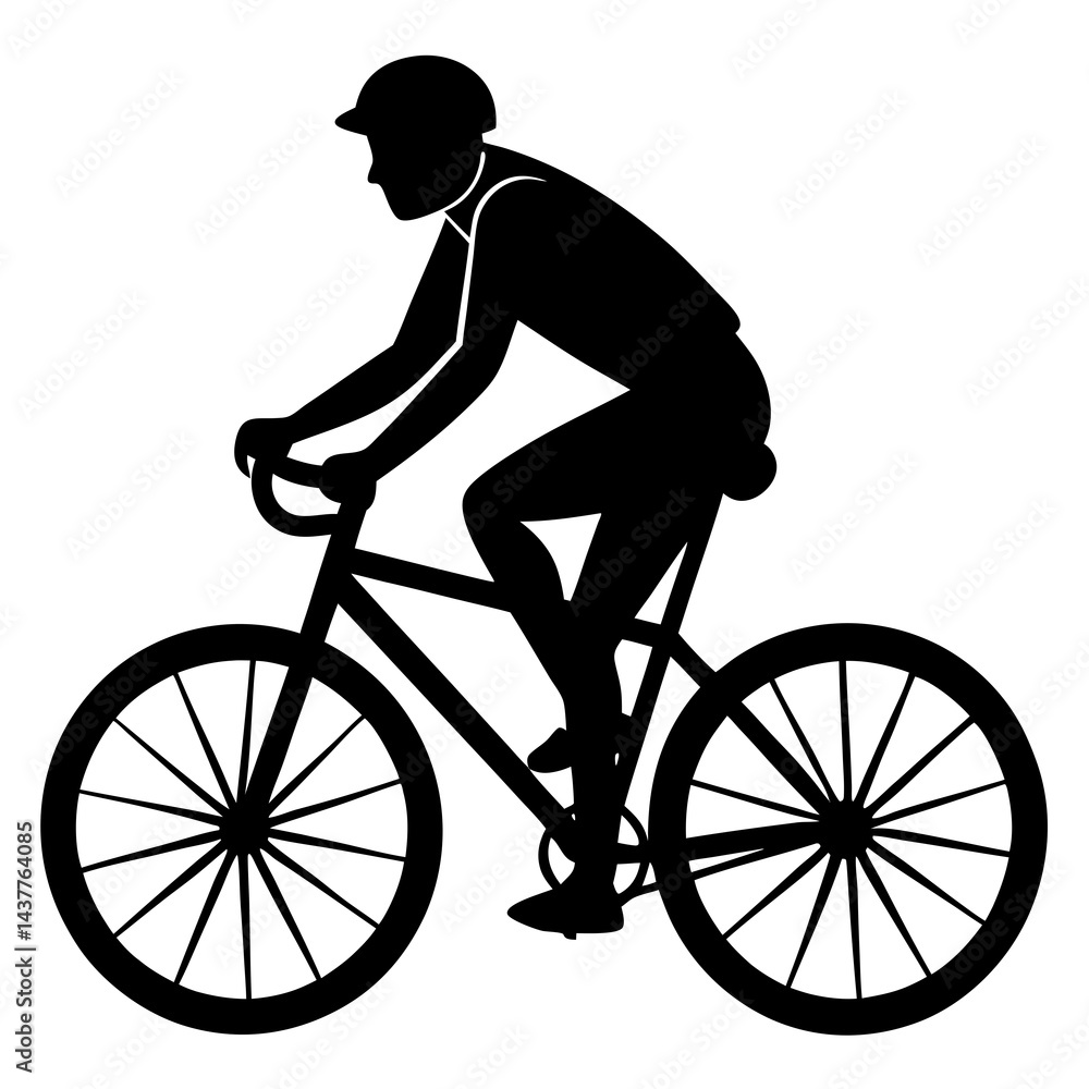 Bicycle riding Silhouette Vector on white background Bicycle riding Silhouette Vector on white background