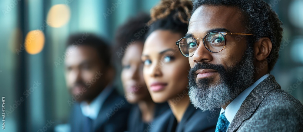 Obraz premium Diverse team office window focus