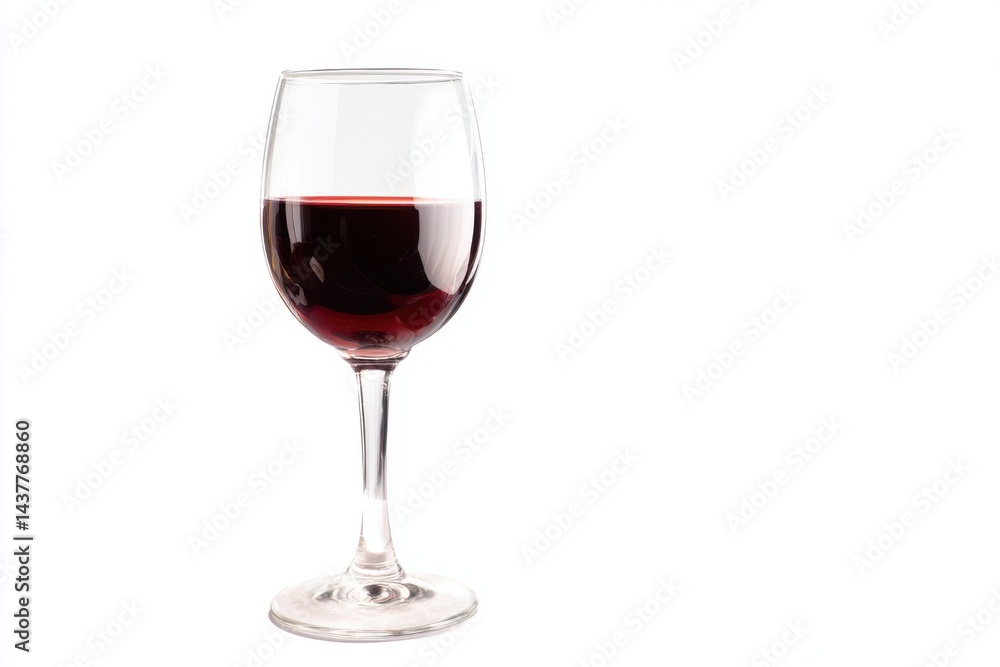 Tall elegant wine glass filled with rich red wine, showcasing deep color and clarity, standing on slender stem, highlighting sophistication of the drink, concept of fine dining, wine industry. Tall elegant wine glass filled with rich red wine, showcasing deep color and clarity, standing on slender stem, highlighting sophistication of the drink, concept of fine dining, wine industry.