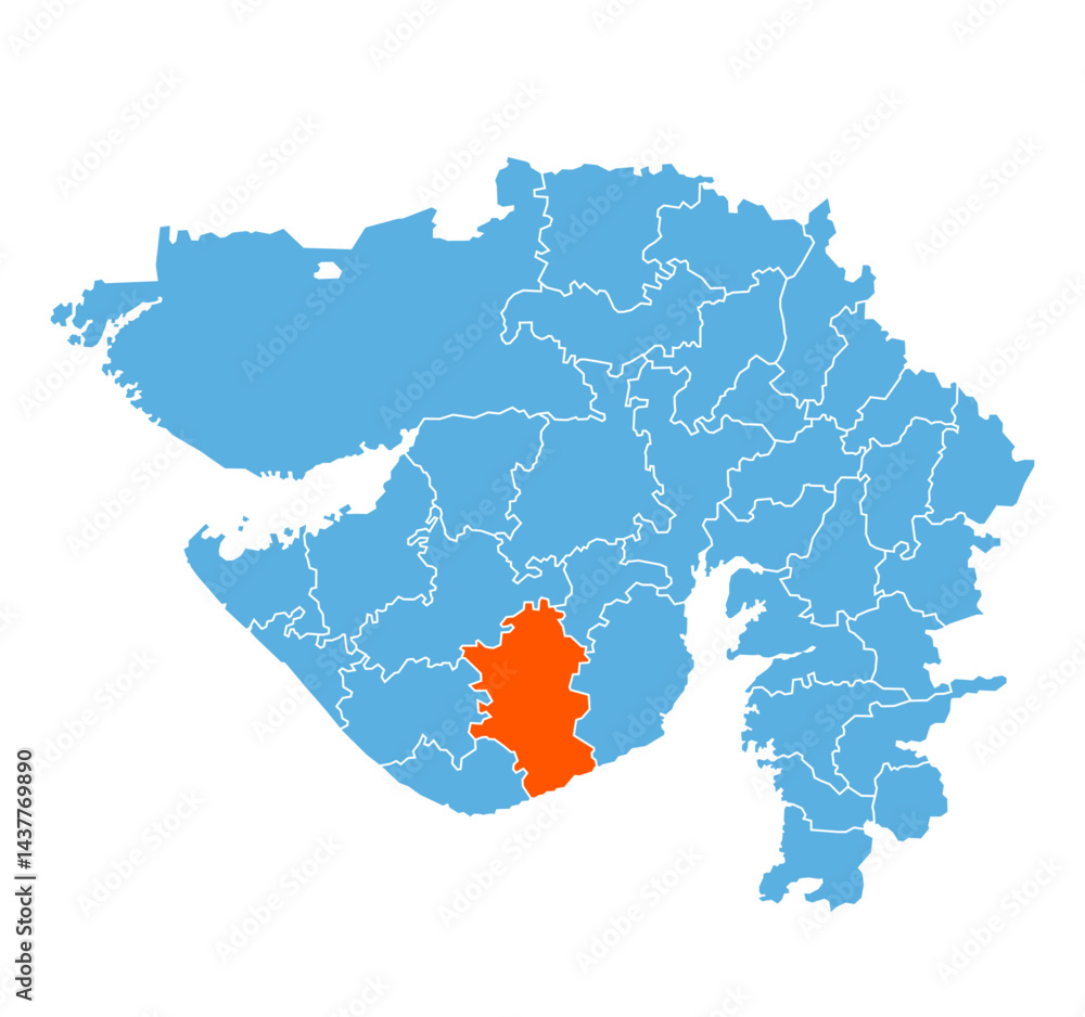 Fototapeta premium Amreli District map Gujarat state of India