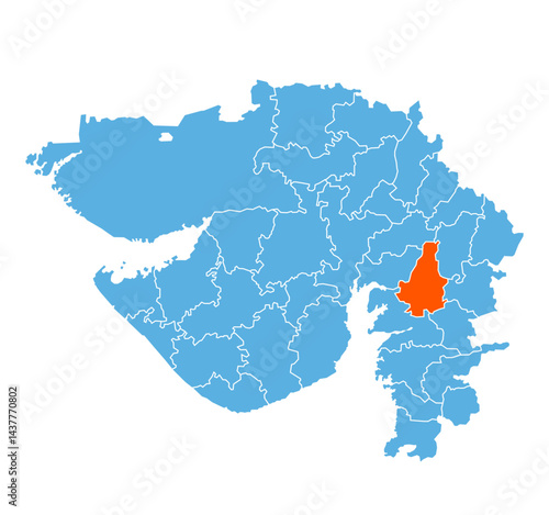 Vadodara District map Guaraj state of India 