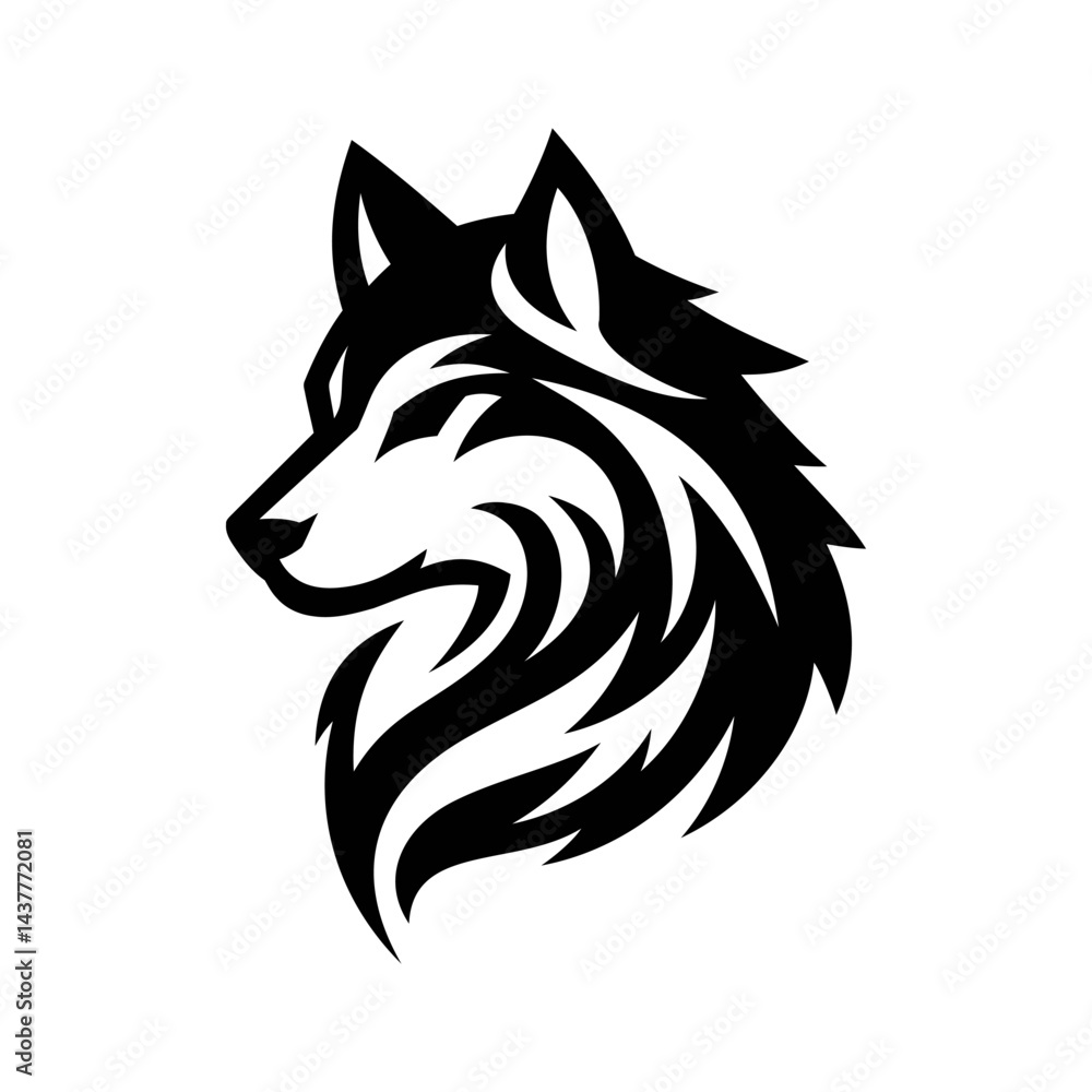 Fototapeta premium Wolf Head Logo Watch Symbol