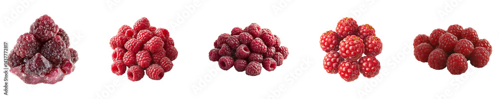 Set, Collection of Ripe raspberries in a cluster Isolated on Transparent Background PNG. Set, Collection of Ripe raspberries in a cluster Isolated on Transparent Background PNG.