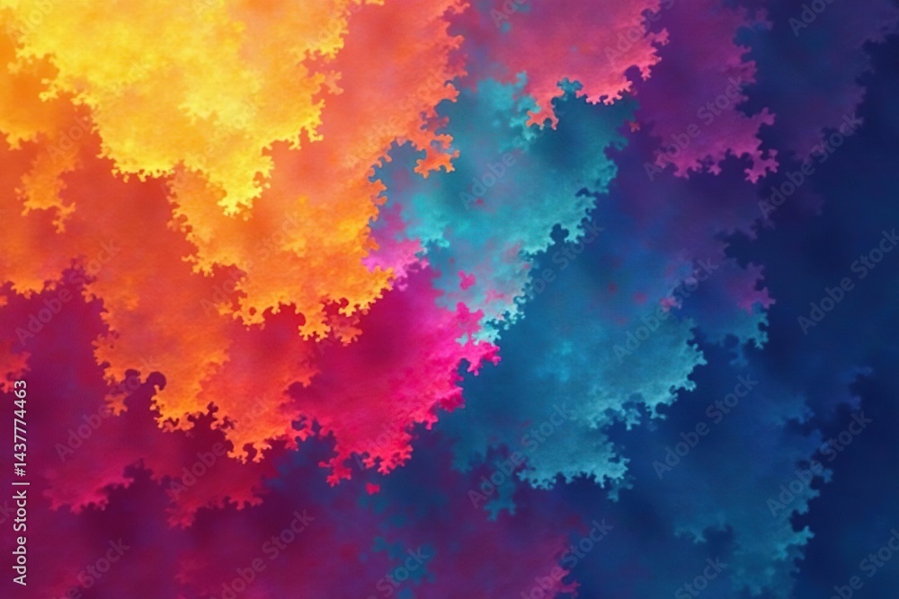 Abstract geometric shapes in vibrant colors create a repeating design , style, background