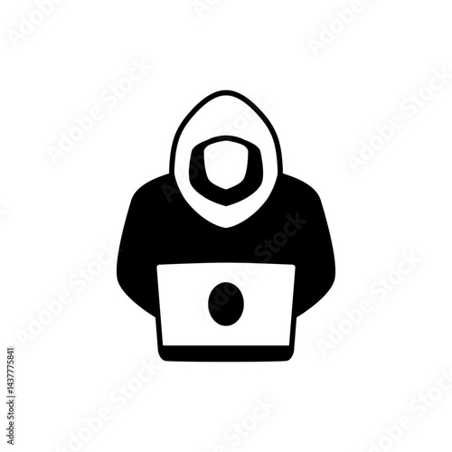 hacker icon, simple flat style, illustration, logo sign symbol pictogram template, for ui or ux isolated on white for mobile app, editable