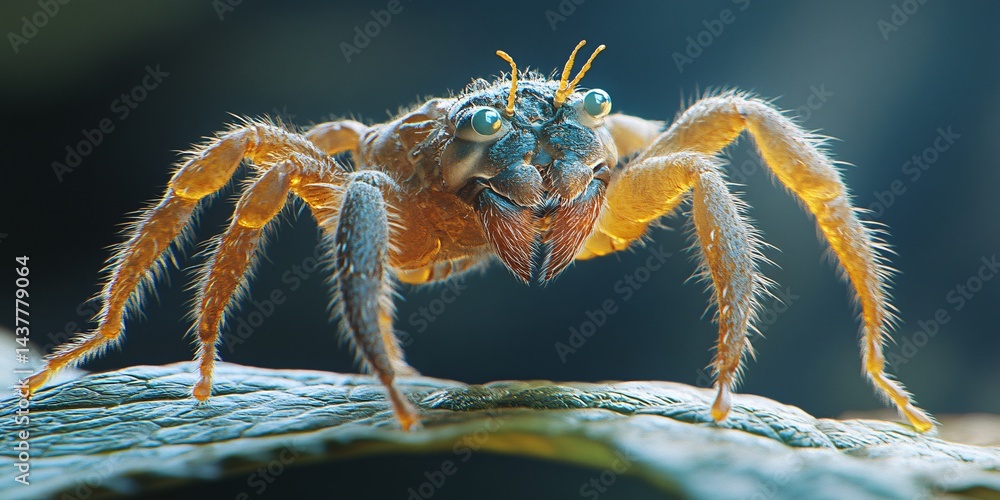 Fototapeta premium close-up of a tiny arachnid or pest on leaf showing details and texture