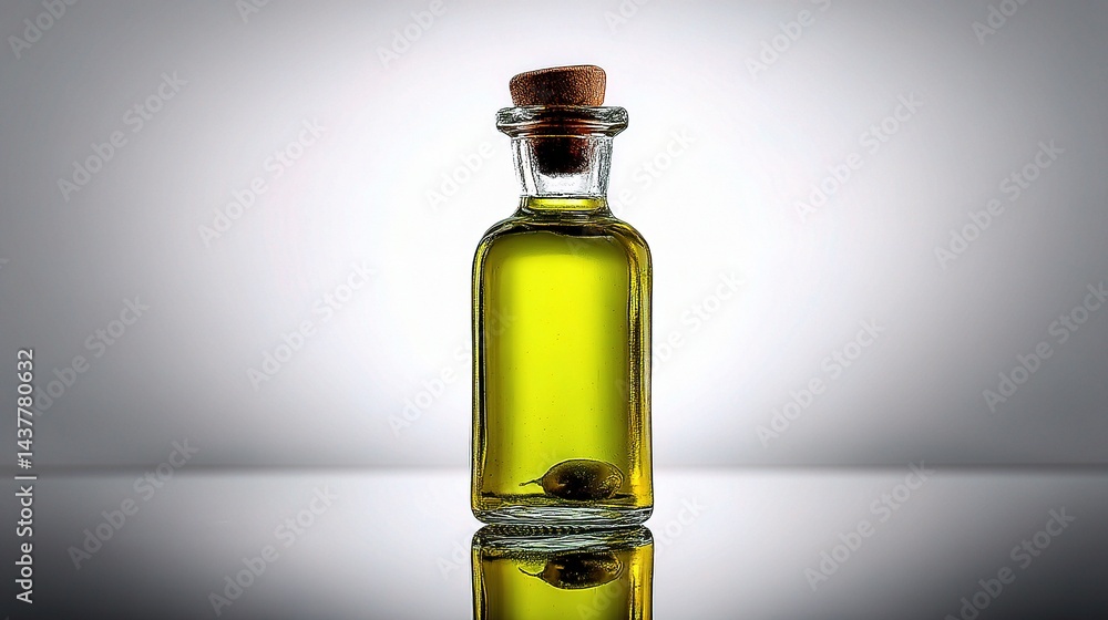 Glass Bottle of Extra Virgin Olive Oil with Shadow Effect Glass Bottle of Extra Virgin Olive Oil with Shadow Effect