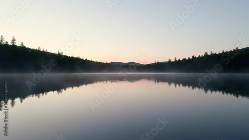 Wallpaper Mural Peaceful Mountain Lake at Dawn with Mist and Reflections Torontodigital.ca