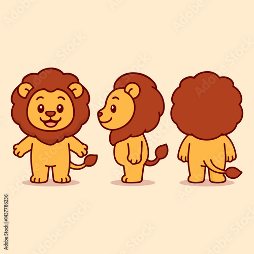 vector cartoon of cute chibi lion sport mascot