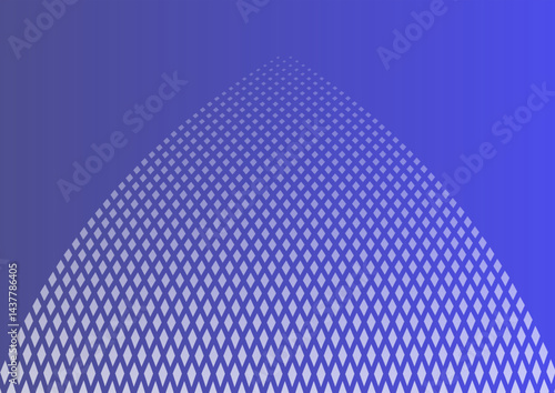 abstract blue background with a geometric decoration with the shape of a curved tip
