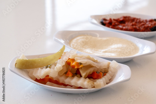 Obraz na płótnie Torshi pickled vegetables of Middle Eastern and Iranian cuisines, mixed salted vegetables w salonie