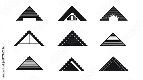 Abstract triangle house icons; design elements