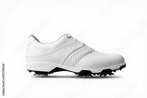 A golf shoe, white, isolated on a white background, minimalist, clean lines, high resolution, photorealistic.