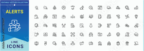 Alerts icon set. Includes symbols for aware, danger, exclamation, warning, caution and more. Alert icon set. Isolated icons. Pixel perfect. Vector illustration.