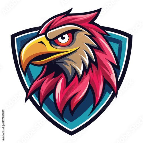 Bold eagle head graphic on shield