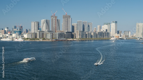 Photography Tokyo Cityscape with Bay and Skyscrapers