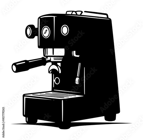 modern espresso coffee machine silhouette isolated on white background for cafe design