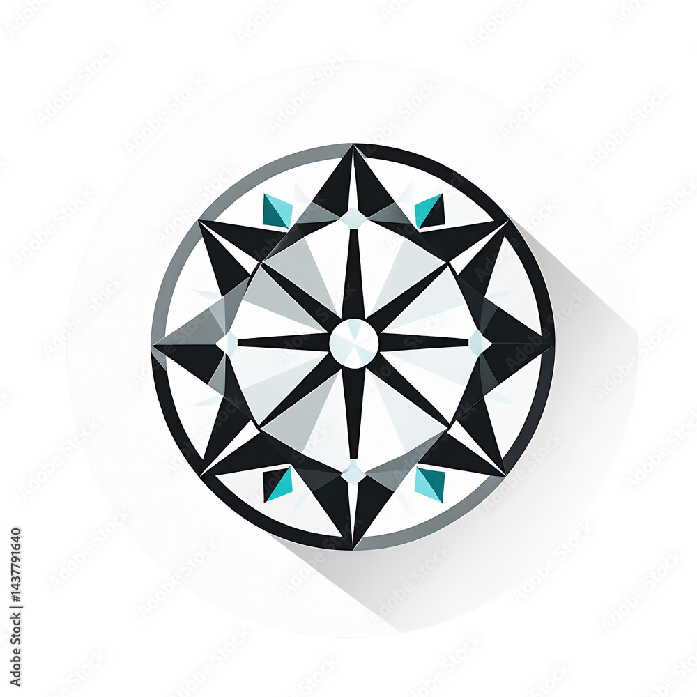 Obraz premium Geometric-Star_Design_Abstract_Circular_Pattern