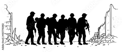 soldiers evacuating wounded comrade silhouette