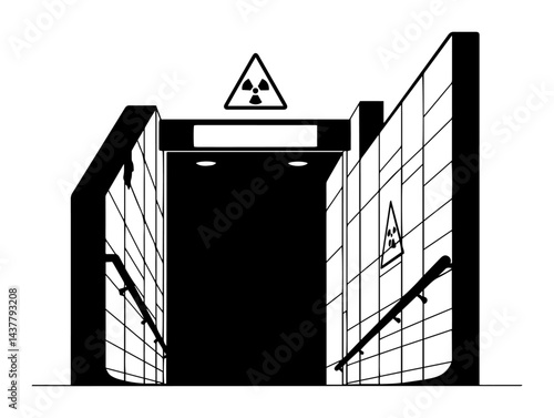 underground radioactive shelter entrance silhouette