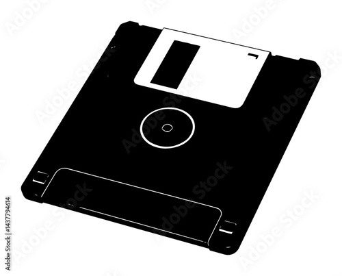 floppy disk data storage monochrome icon design