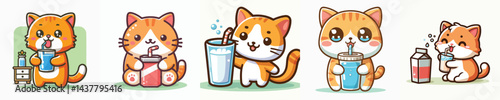 vector of a cat drinking.