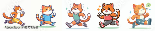 vector of a cat jogging.