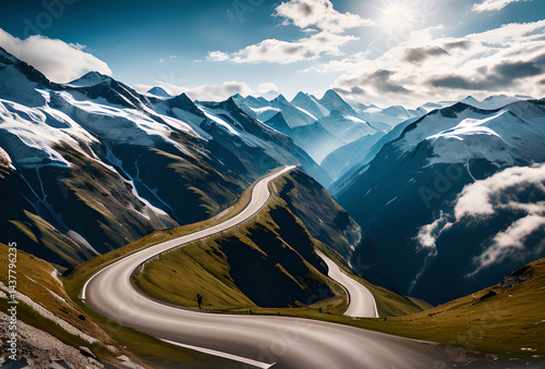 sunset over the mountains snowy mountains Majestic sunrise over snowy mountains for international mountain peaks with snow reflecting sunset light casting a warm glow over the cold day celebration