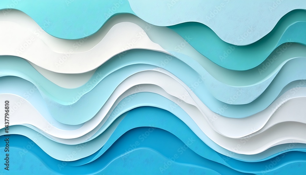 Abstract layered paper waves in cool blues and whites Abstract layered paper waves in cool blues and whites