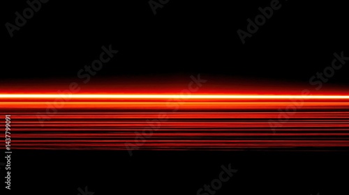 of numerous horizontal lines of intense orange light against stark black background