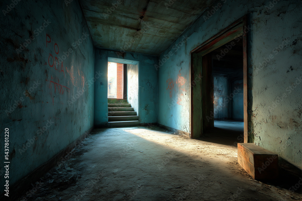 A decaying urban environment with peeling walls, grunge textures, and abandoned vibes, enhanced with HDR for dramatic effect A decaying urban environment with peeling walls, grunge textures, and abandoned vibes, enhanced with HDR for dramatic effect