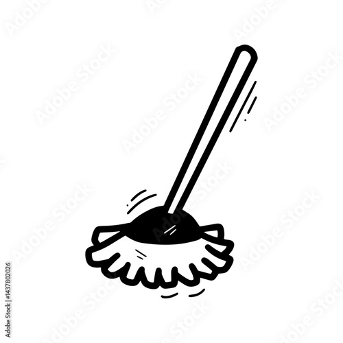 black and white mop cleaning clip art preview