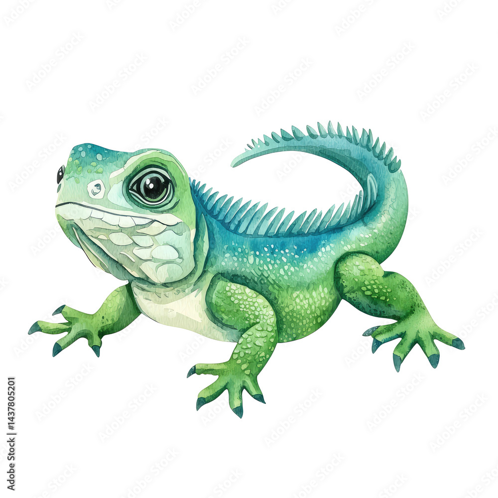 Fototapeta premium Isolated Iguana Illustration with Vibrant Colors on Transparent background for Creative Projects and Nature Themes
