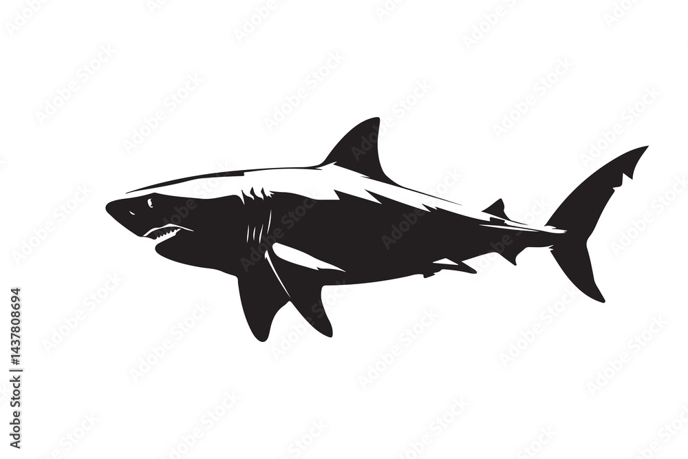 Fototapeta premium Shark Silhouette Illustration – Marine Predator Vector Art