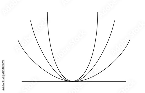 Mathematical Parabola Touching a Horizontal Line in a Minimalist Black-and-White Design