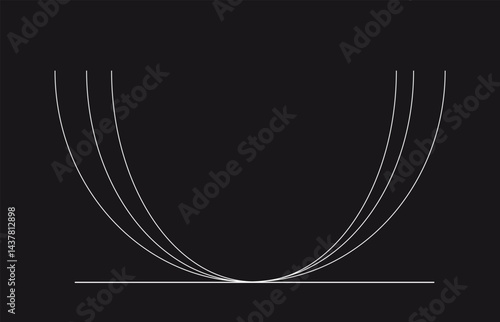 Mathematical Parabola Touching a Horizontal Line in a Minimalist Black-and-White Design