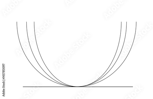 Mathematical Parabola Touching a Horizontal Line in a Minimalist Black-and-White Design