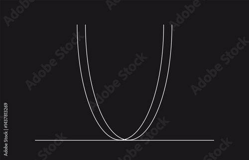 Mathematical Parabola Touching a Horizontal Line in a Minimalist Black-and-White Design