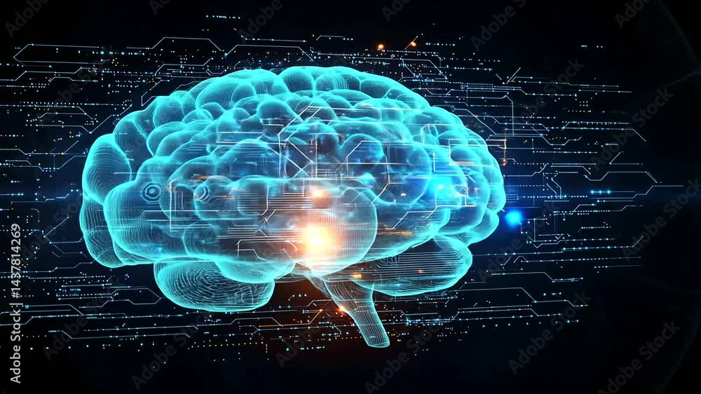 Digital Brain Circuitry Background Digital Brain Circuitry Background