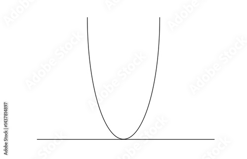 Mathematical Parabola Touching a Horizontal Line in a Minimalist Black-and-White Design. 