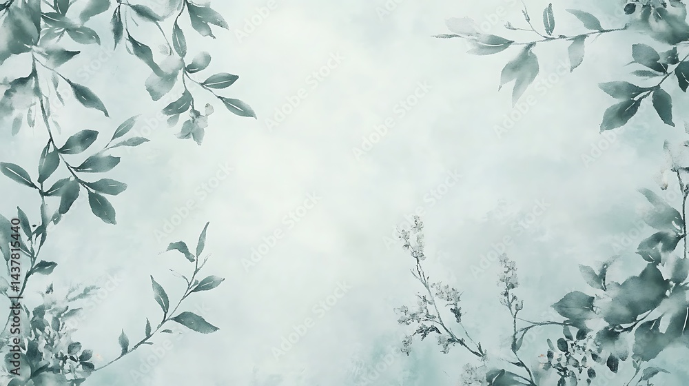 Teal Leaf Frame with Soft Background. Teal Leaf Frame with Soft Background.