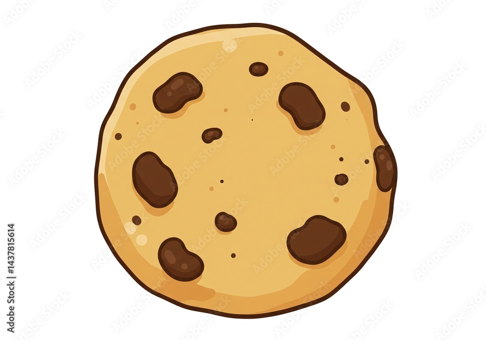 Cartoon illustration of a chocolate chip cookie isolated on white background Cartoon illustration of a chocolate chip cookie isolated on white background