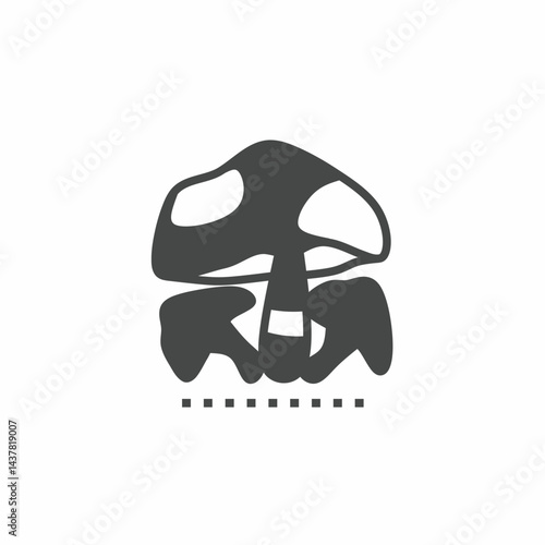 Vector icon template. Black and white mushroom icon design. Stock vector template.