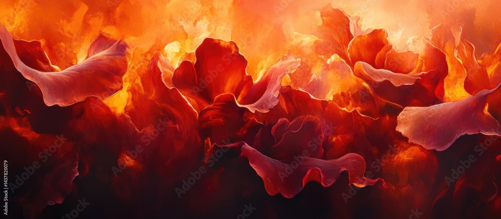 Abstract fiery floral explosion