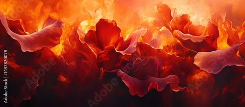 Obraz na płótnie Abstract fiery floral explosion w salonie