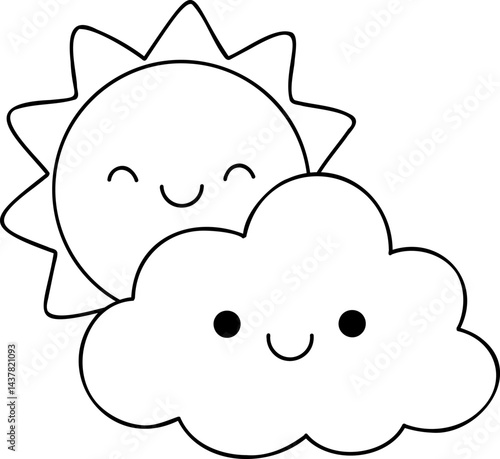 Happy sun and cloud illustration, perfect for cheerful designs and children themes