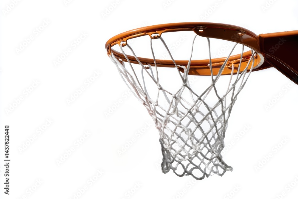 Basketball hoop with net against a plain background highlighting urban sports culture Basketball hoop with net against a plain background highlighting urban sports culture