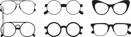 Sunglasses summer set icon. Eyeglasses frame icon set. variety of trendy frame  on transparent background.